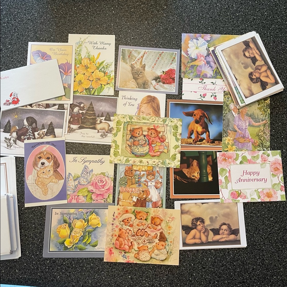 Multiple occasion cards, post cards, stationery, & envelopes.